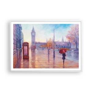 Affisch i vit ram - Höstdag i London - 100x70 cm