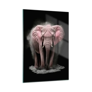 Glastavla - Bild på glas - Tänk inte på en rosa elefant! - 50x70 cm