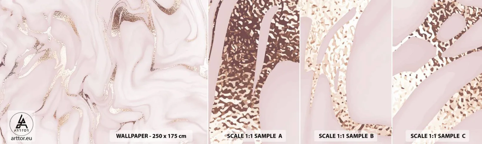 Fototapet Prov Standard Eco - Rosa raseri - Abstraktion, Bit, Modern konst - 100x30 cm