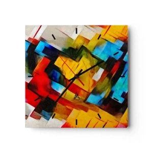 Väggklocka - Klocka på glas - Färgmix - 30x30 cm