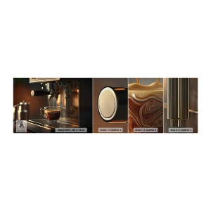 Provbit av fototapet Premium Canvas - En sensuell blandning - Kaffe, Kaffemaskin, Gastronomi - 100x30 cm