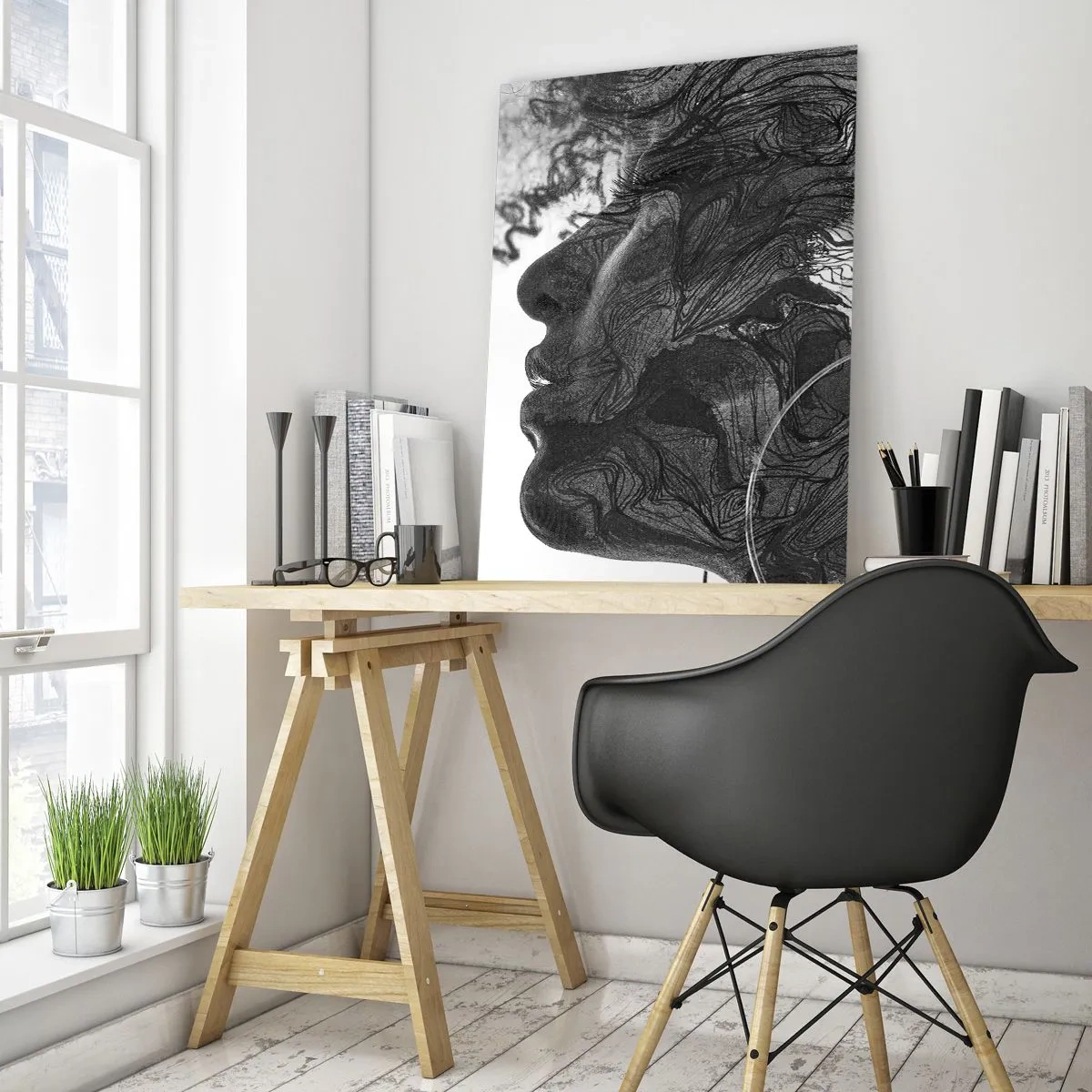 Glastavla - Bild på glas - Tilltrasslad i drömmarna - 50x70 cm