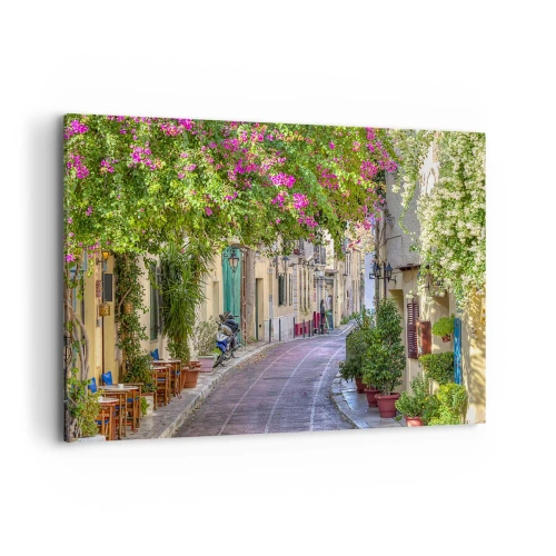 Canvastavla - Bild på duk - Blommande gata - 100x70 cm