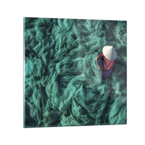 Glastavla - Bild på glas - I nätens hav - 30x30 cm