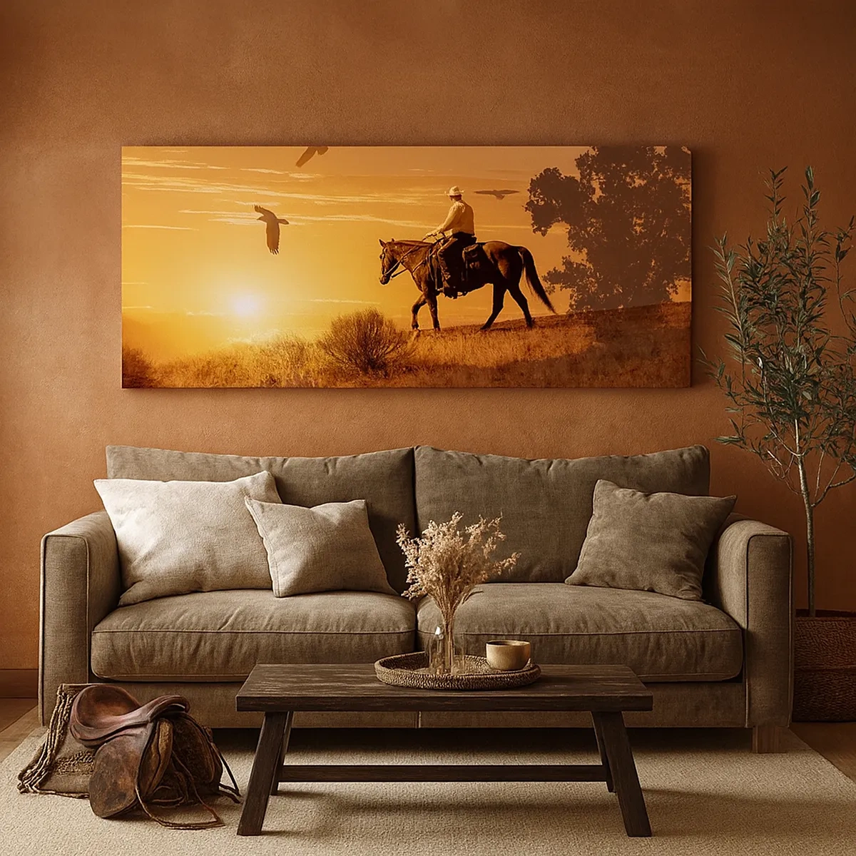 Canvastavla - Bild på duk - Ensamt genom prärien - 30x30 cm