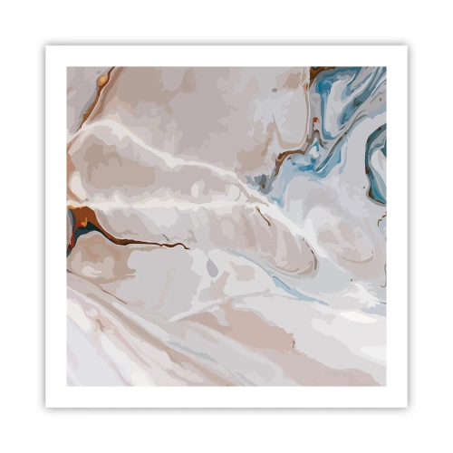 Affisch - Blåa meanderlopp under vithet - 60x60 cm