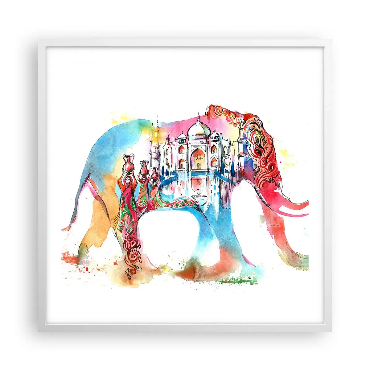 Affisch i vit ram - Indien - kärlekens aura - 60x60 cm