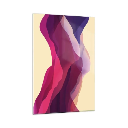 Glastavla - Bild på glas - Purpurfärgade vågor - 80x120 cm