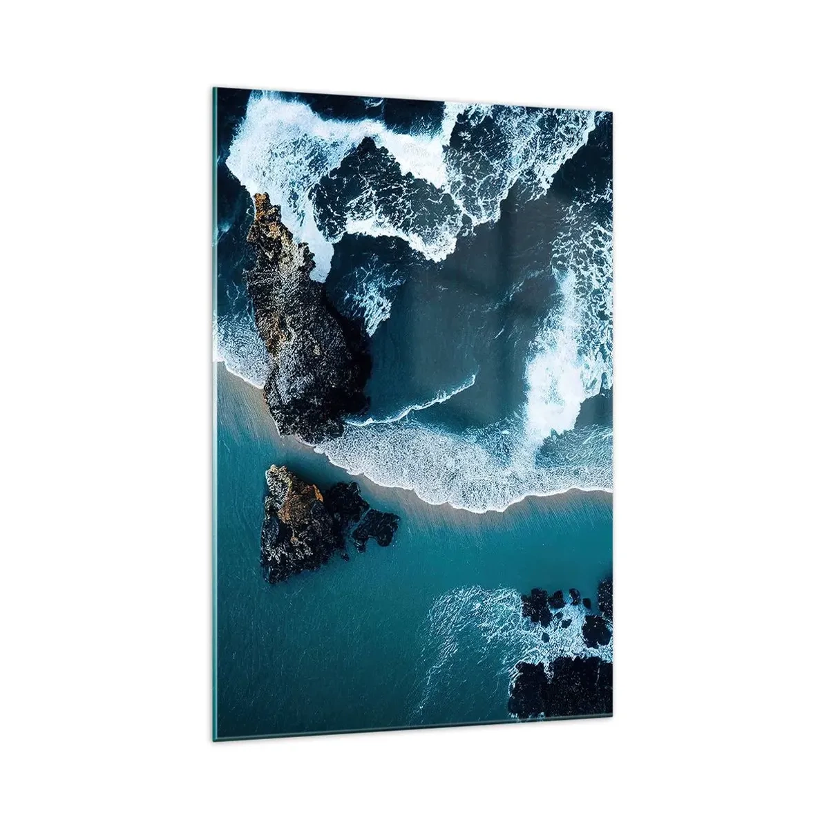 Glastavla - Bild på glas - Insvept i vågorna - 70x100 cm