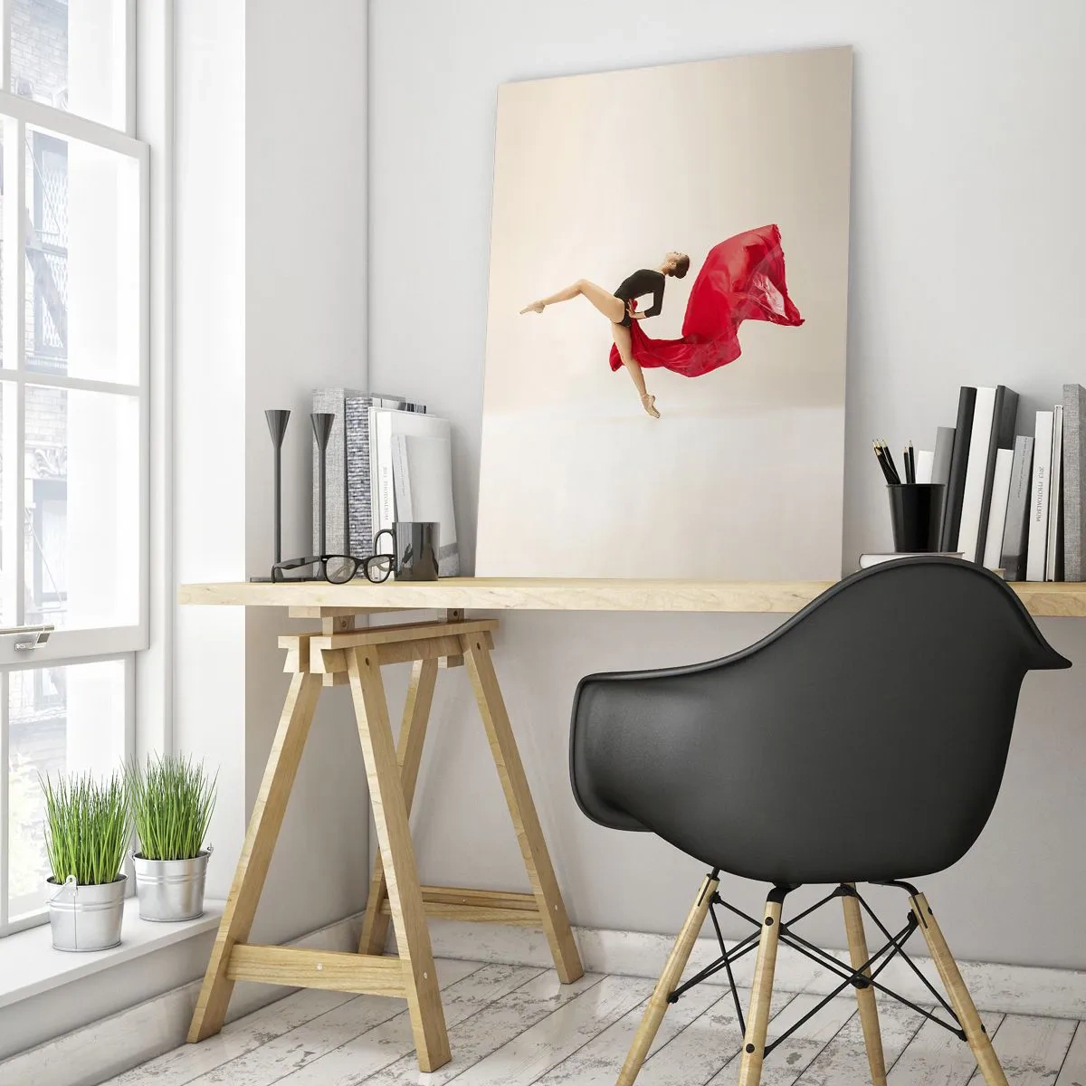 Glastavla - Bild på glas - Röd och svart - 50x70 cm