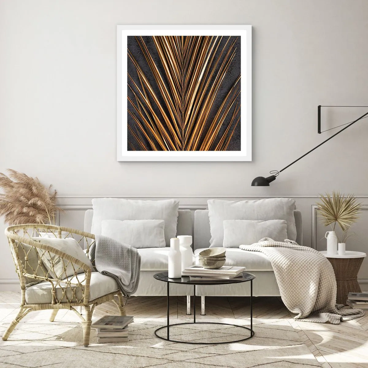 Affisch i vit ram - Tropikens guld - 60x60 cm