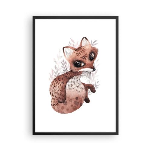Affisch i svart ram - En söt akvarell räv på en vit bakgrund - 50x70cm - Bara älska - Modern väggdekoration för vardagsrum och sovrum ARTTOR