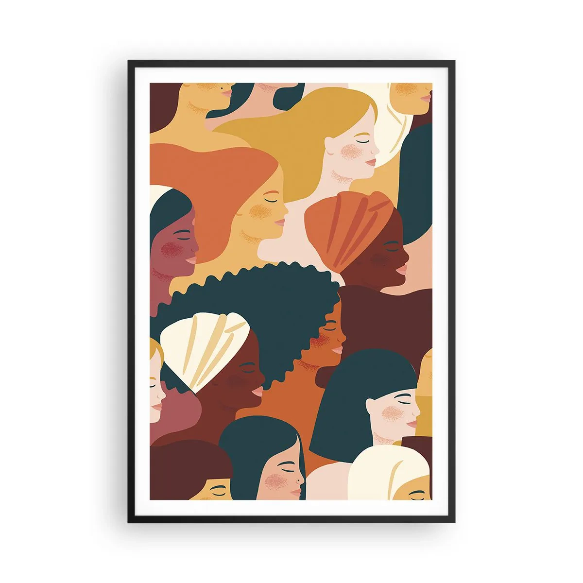 Affisch i svart ram - Endast kvinnlighet - 70x100 cm