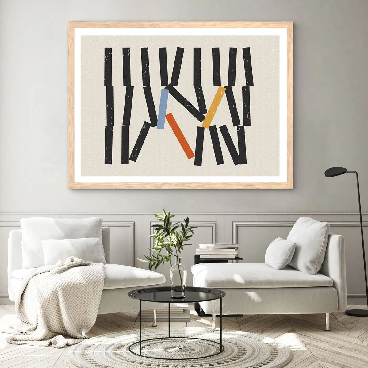 Affisch i ram av ljusek - Domino - komposition - 100x70 cm