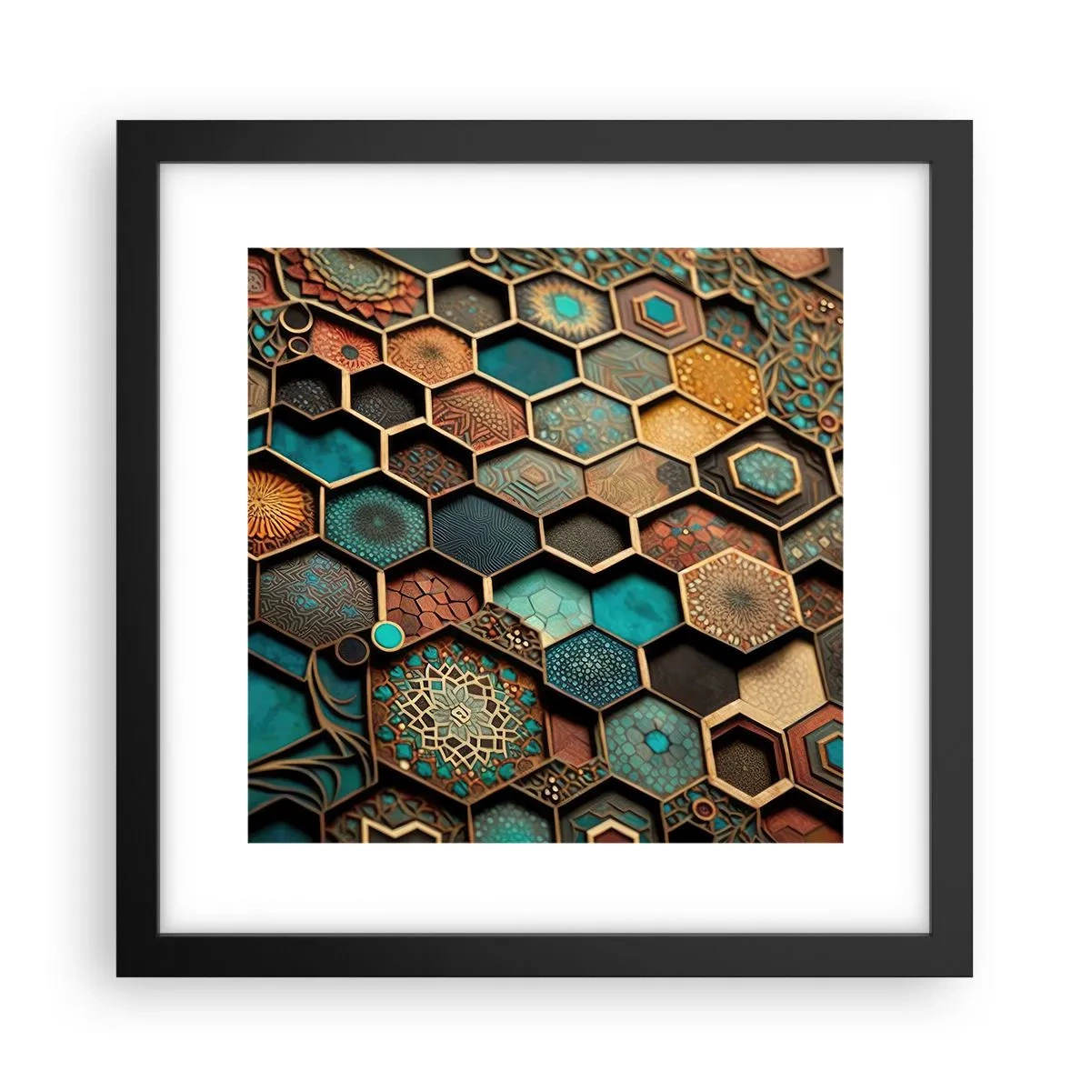 Affisch i svart ram - Arabiska ornament - en variation - 30x30 cm