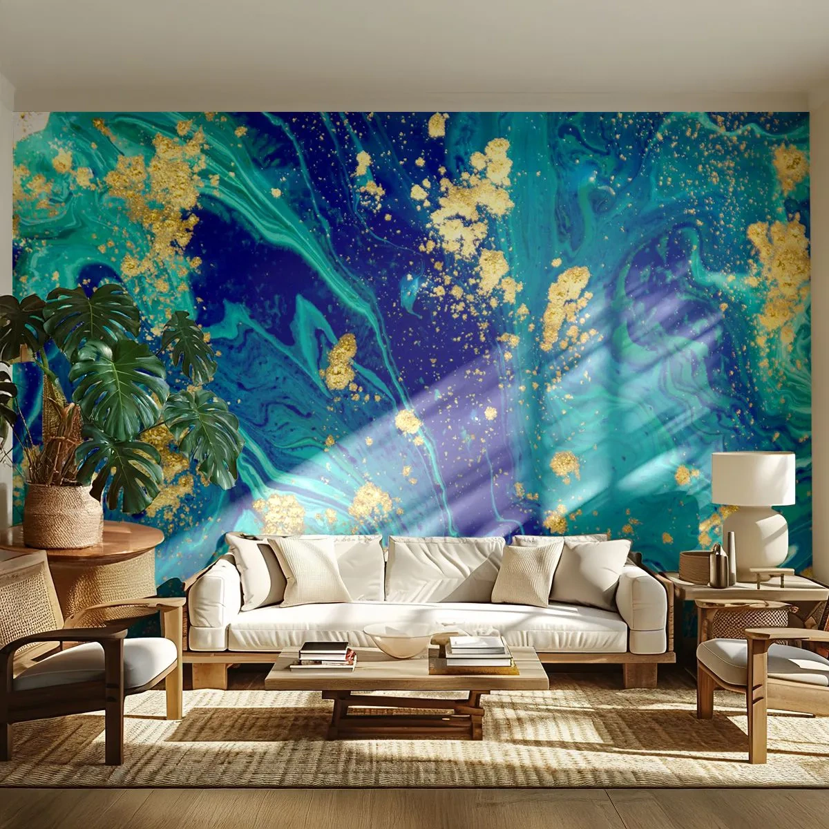 Fototapet Premium Sand - Solflingor - Abstraktion, Bit, Grafik - 100x70 cm