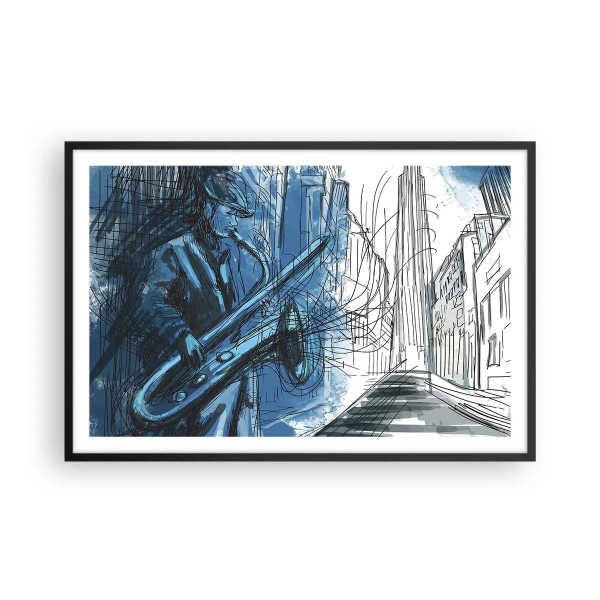 Affisch i svart ram - Stadsrapsodi - 91x61 cm