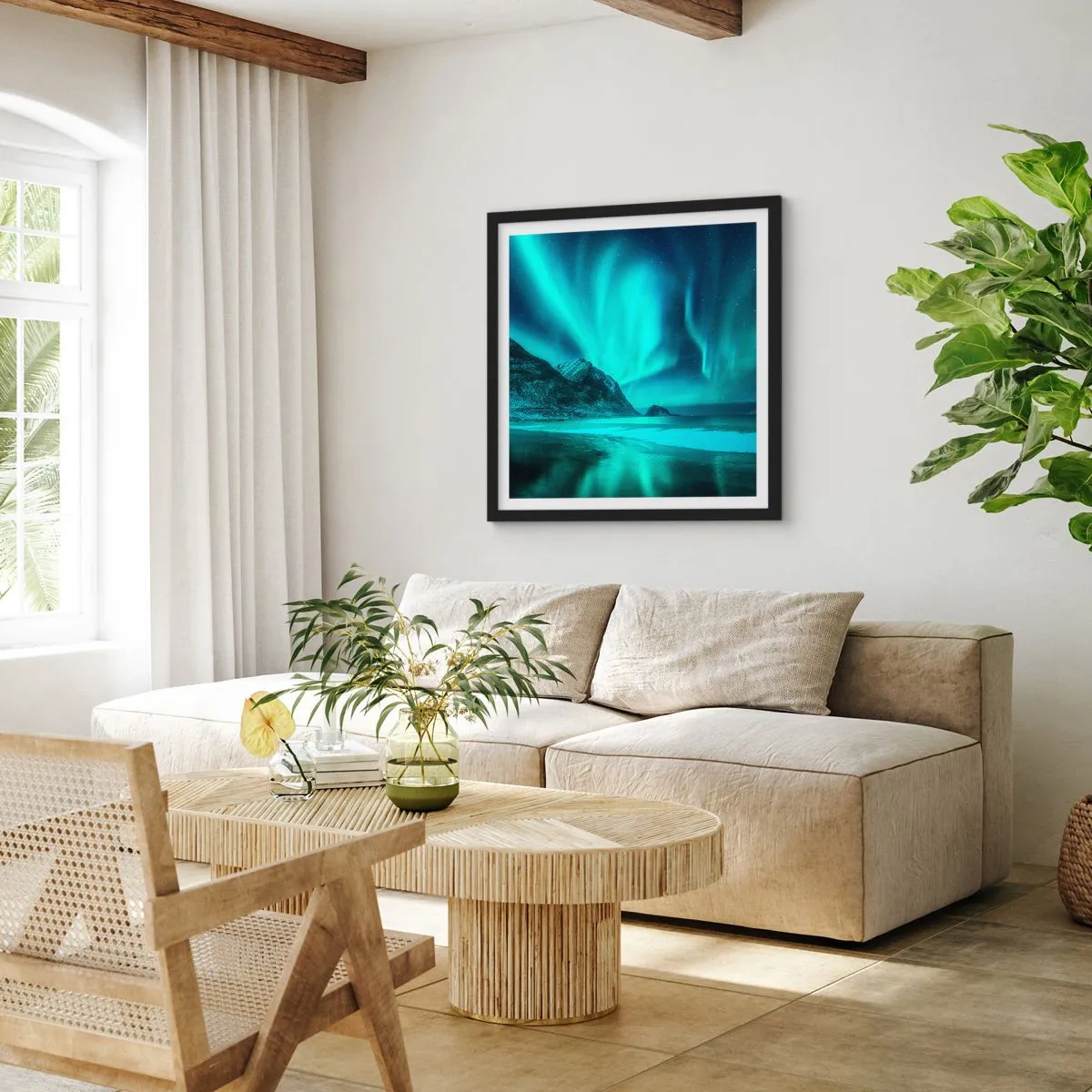 Affisch i svart ram - Nordens underverk - 60x60 cm