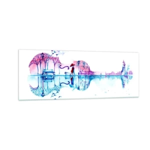 Glastavla - Bild på glas - Regnmusik - 140x50 cm
