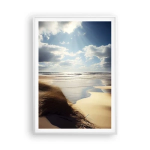 Affisch i vit ram - Strand, vild strand - 70x100 cm