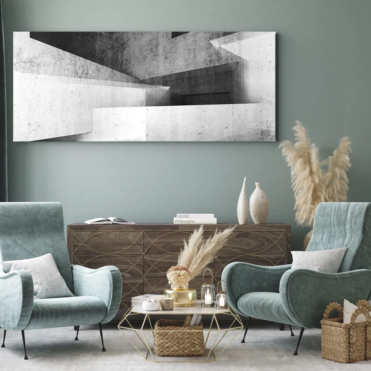 Canvastavla - Bild på duk - Rummets struktur - 100x40 cm