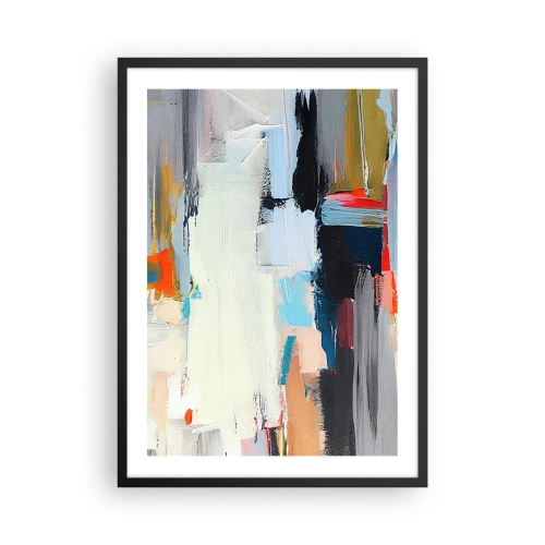 Affisch i svart ram - Abstrakt färgkomposition i en uttrycksfull stil - 50x70cm - Finns det någon metod? - Modern väggdekoration för vardagsrum och sovrum ARTTOR