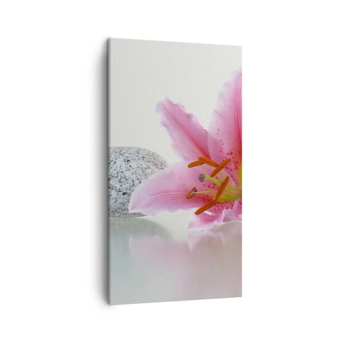Canvastavla - Bild på duk - En studie i rosa, grå och vit - 45x80 cm