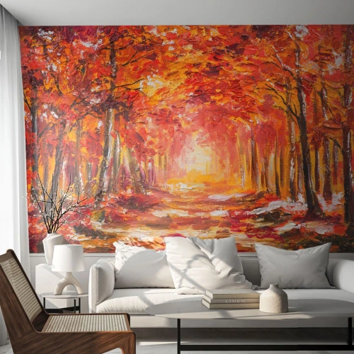 Fototapet Premium Canvas - Kopparskog - Höst, Parkera, Landskap - 500x350 cm