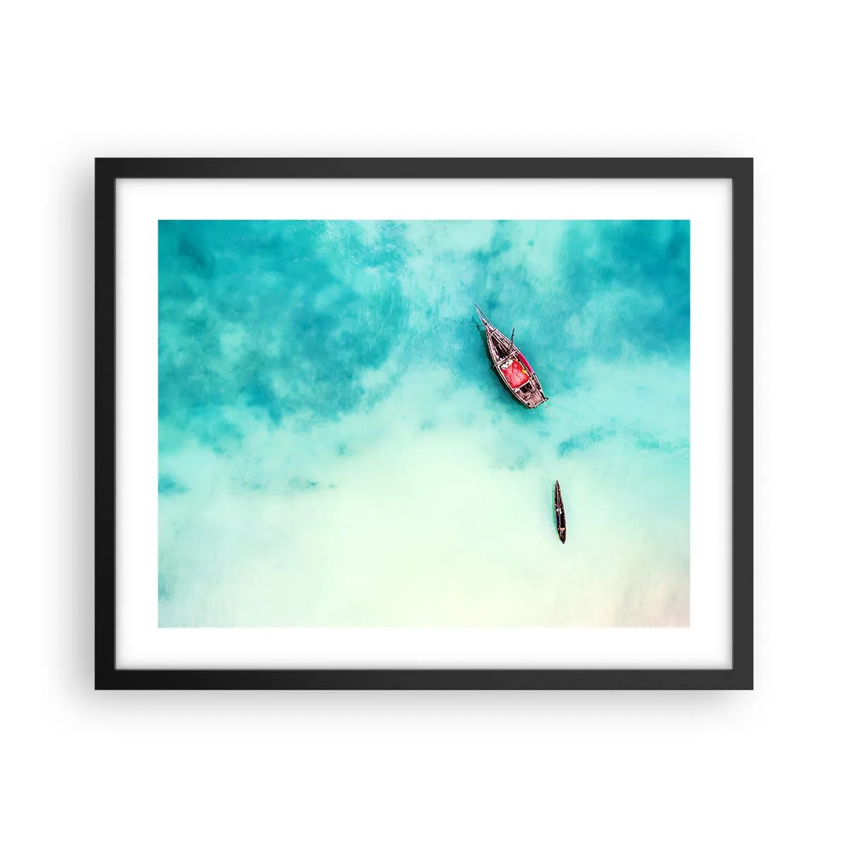 Affisch i svart ram - Högvatten på stranden i Zanzibar… - 50x40 cm