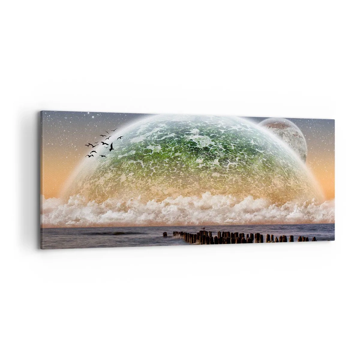 Canvastavla - Bild på duk - Och världen uppstod ur vatten - 120x50 cm