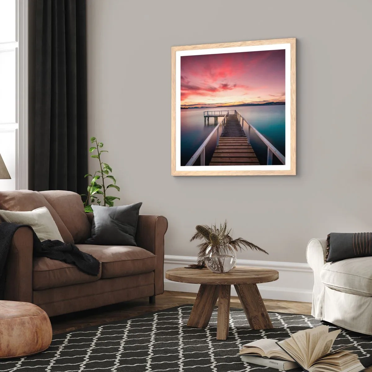 Affisch i ram av ljusek - Kvällens milda låga - 40x40 cm