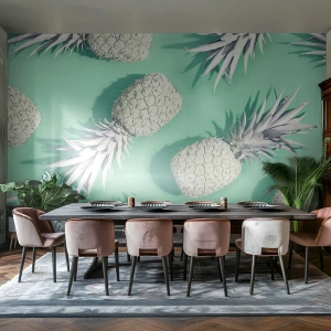 Självhäftande Fototapet Deluxe Sticker - Passar utmärkt med mynta - Abstraktion, Ananas, Bit - 150x105 cm