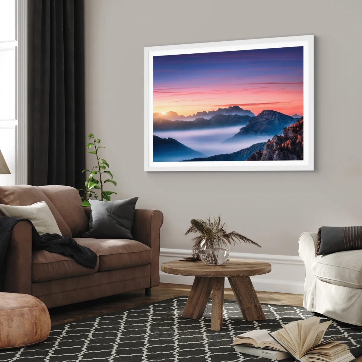 Affisch i vit ram - Över dalarna - 100x70 cm