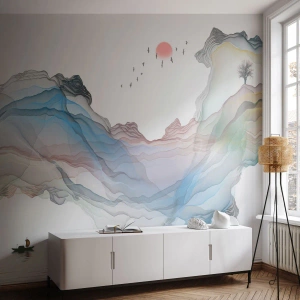Fototapet Premium Canvas - Mot kristallfjäll - Abstraktion, Fantasi, Landskap - 500x350 cm