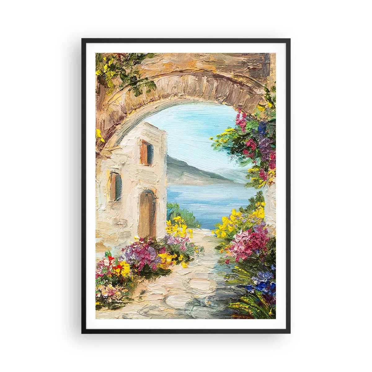 Affisch i svart ram - Kustprovinsens charm - 70x100 cm