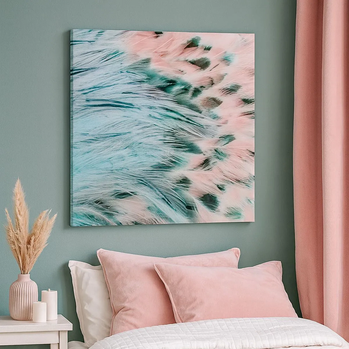 Canvastavla - Bild på duk - Safir-rosa dun - 30x30 cm