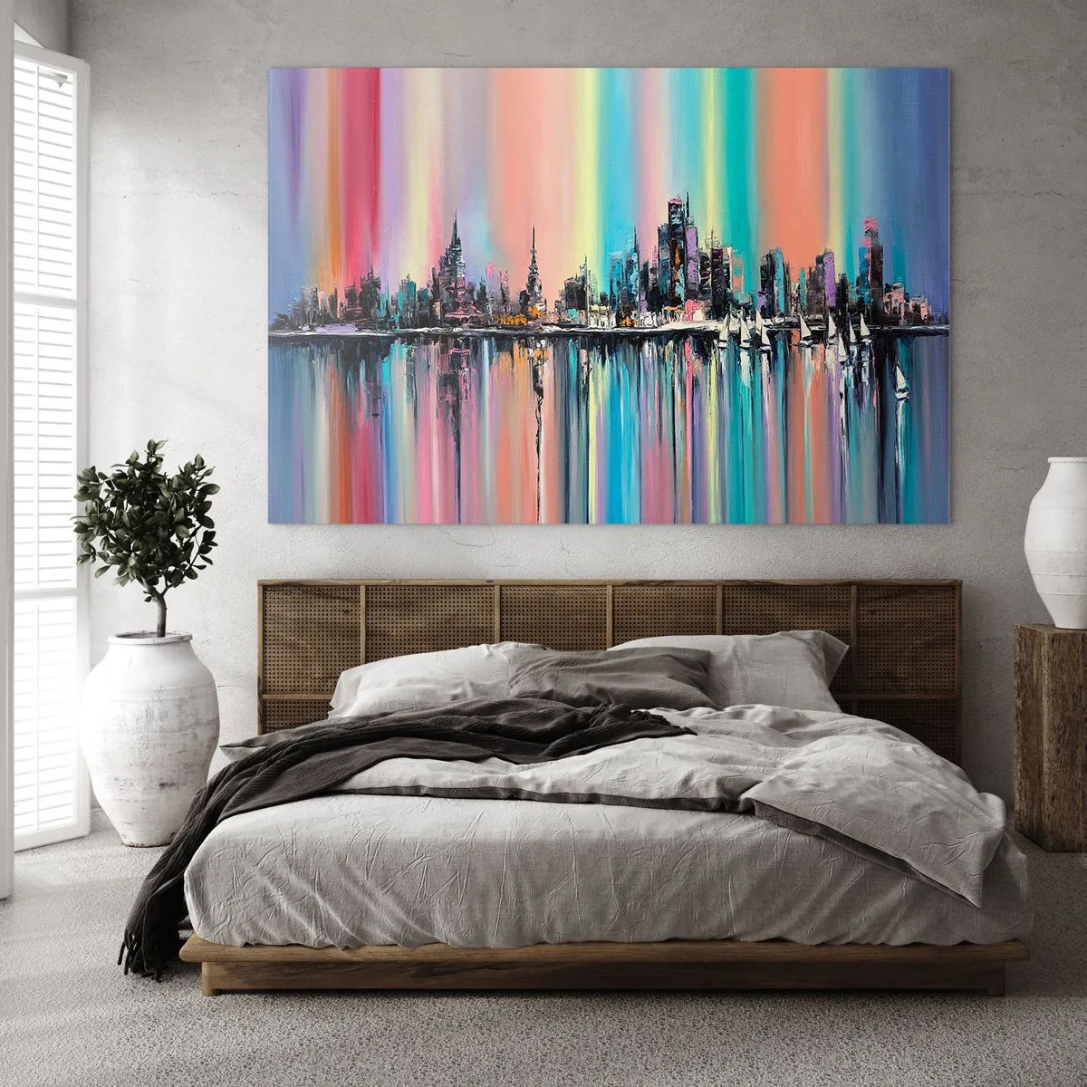 Glastavla - Bild på glas - Nattens ljus - 100x70 cm