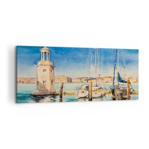 Canvastavla - Bild på duk - Solig lagun - 100x40 cm