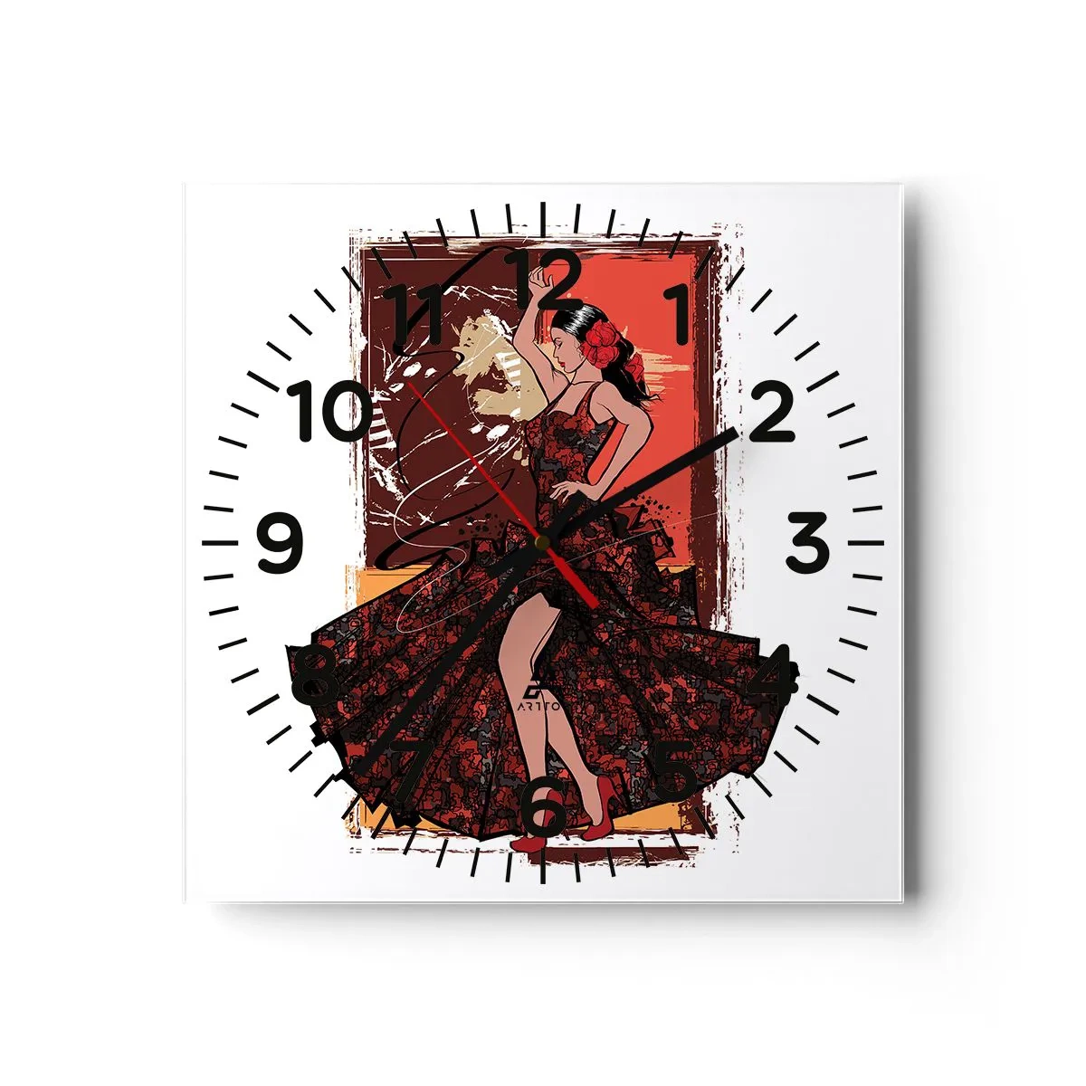 Väggklocka - Klocka på glas - I hjärtats takt - 30x30 cm