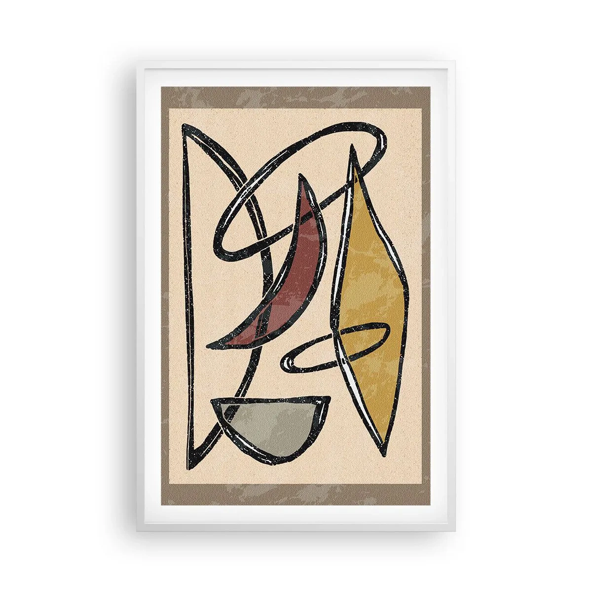 Affisch i vit ram - Komposition - bågar och ovaler - 61x91 cm