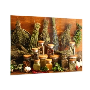 Glastavla - Bild på glas - Trolldom i köket - 100x70 cm