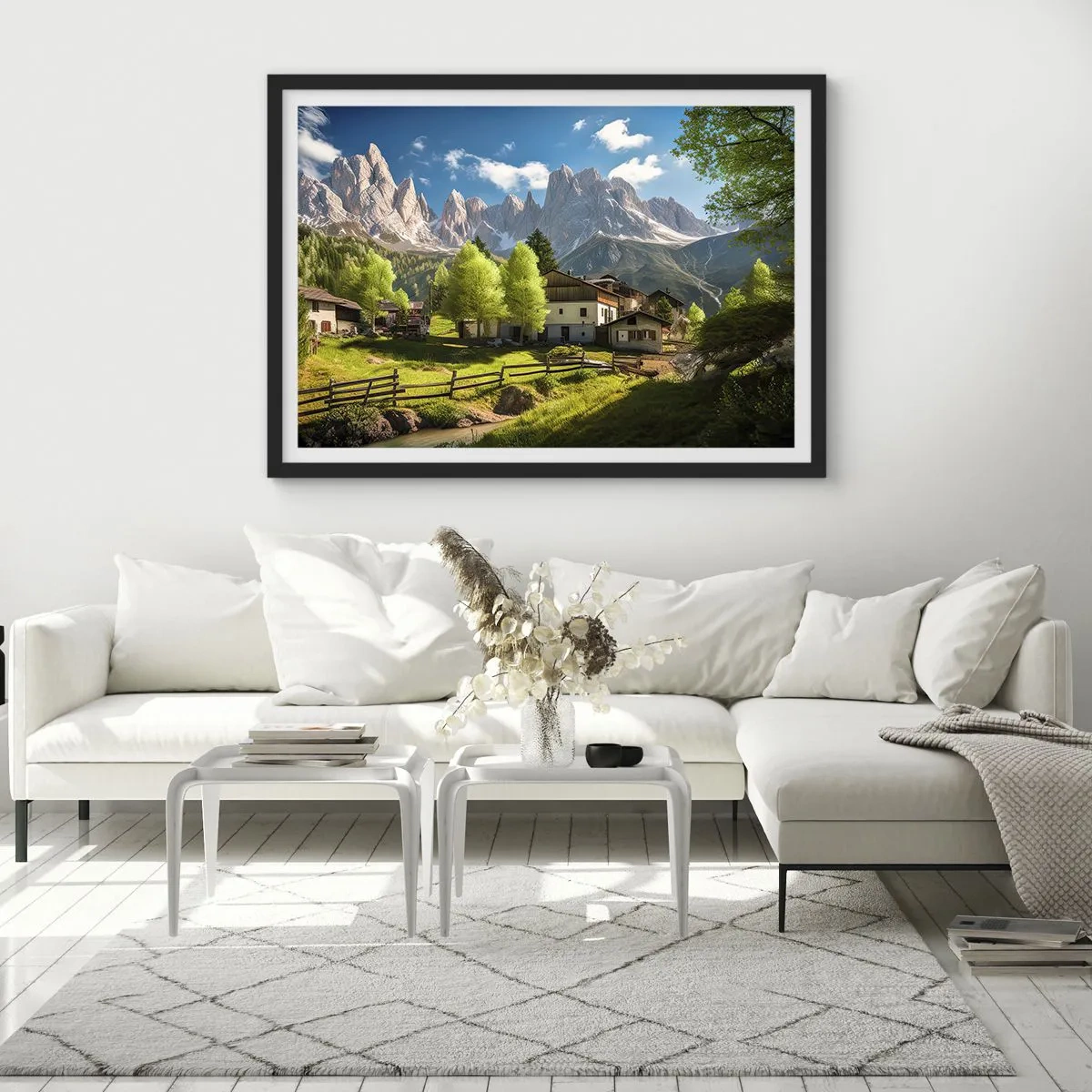 Affisch i svart ram - Alpin idyll - 70x50 cm