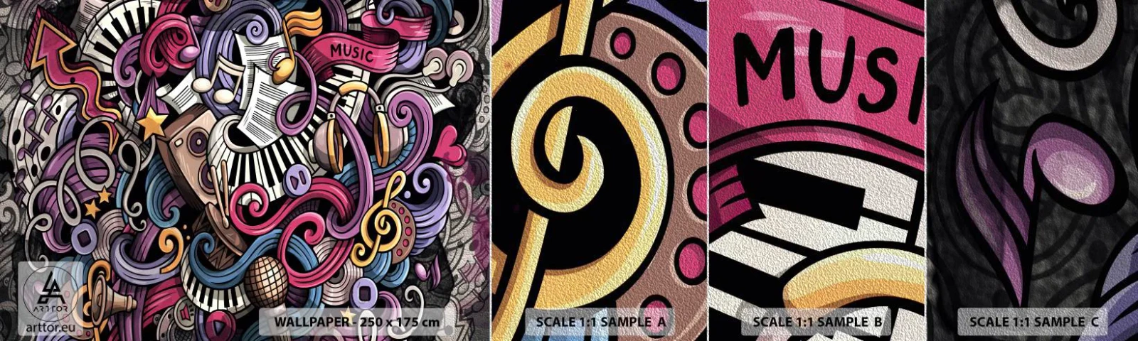 Provbit av fototapet Premium Sand - Komplicerad melodi - musik, Väggmålning, Graffiti - 100x30 cm