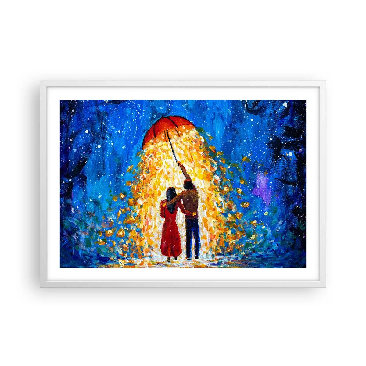 Affisch i vit ram - Magi på en regnig kväll? - 70x50 cm