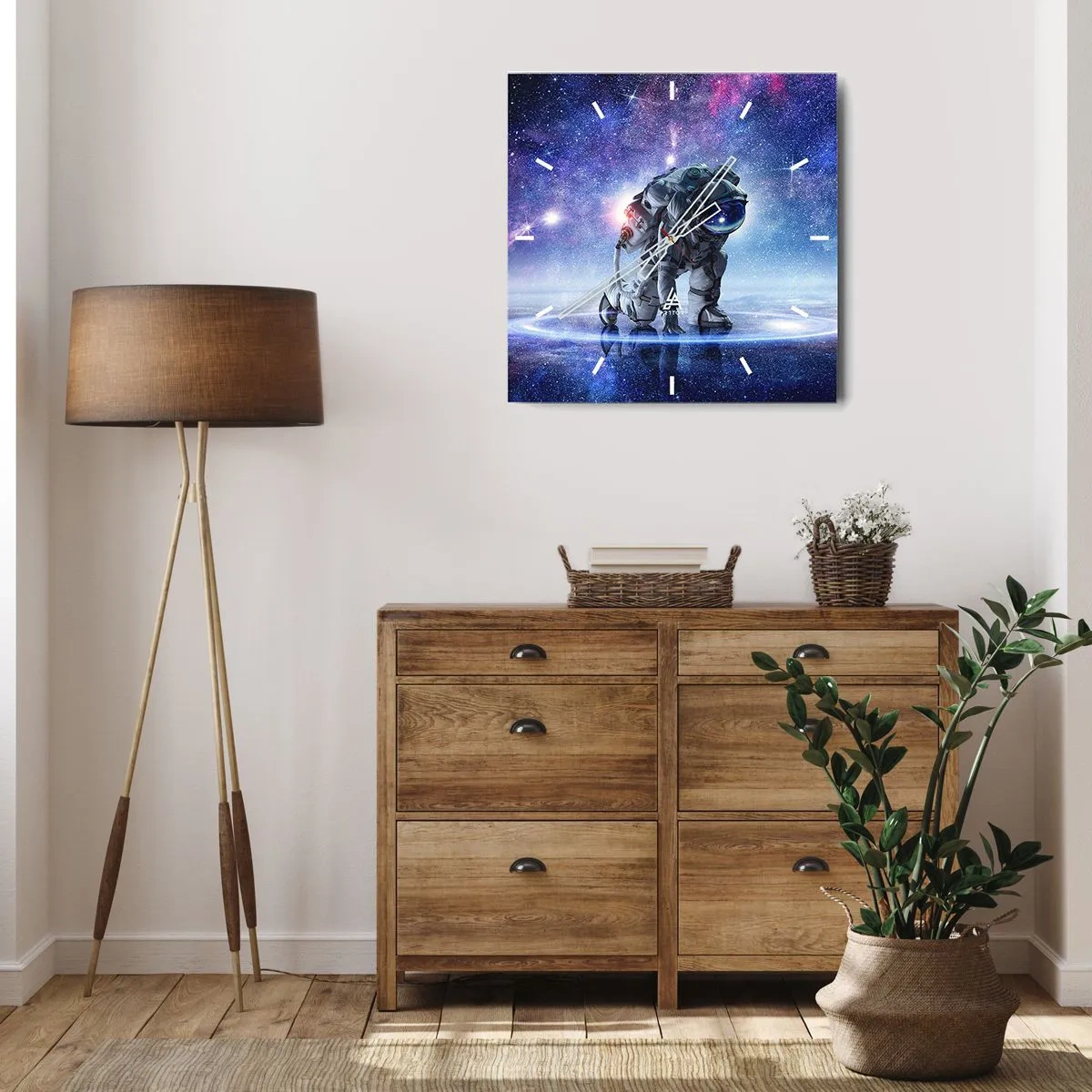 Väggklocka - Klocka på glas - Stjärnig himmel över mig - 30x30 cm