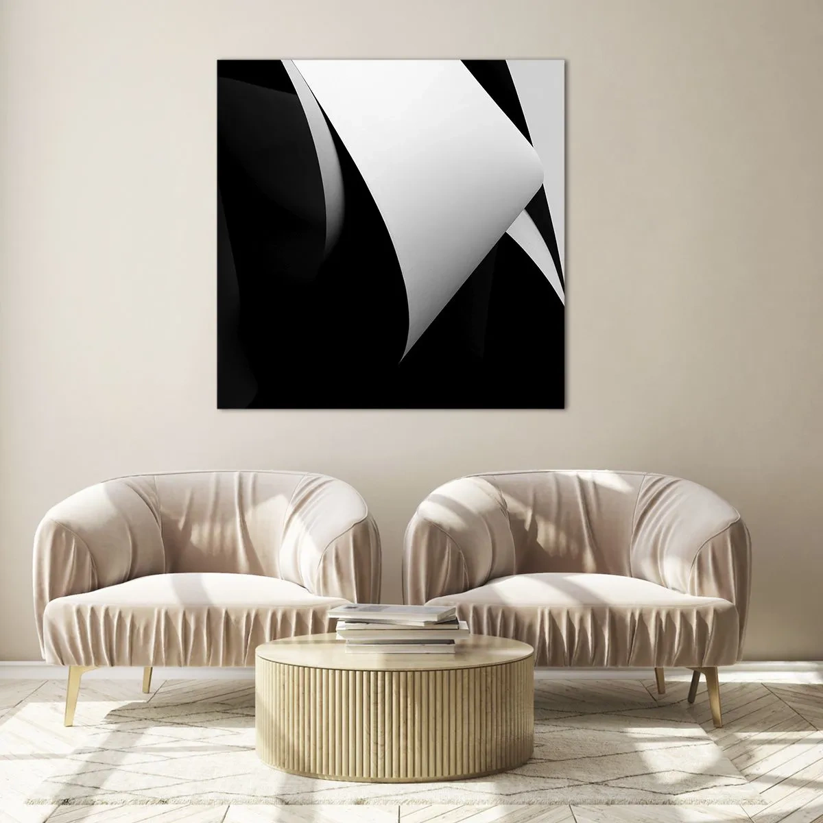 Glastavla - Bild på glas - Ljusplan från skuggornas djup - 70x70 cm