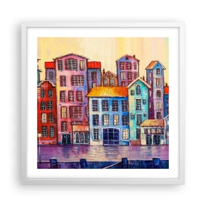 Affisch i vit ram - En sagostad  - 50x50 cm