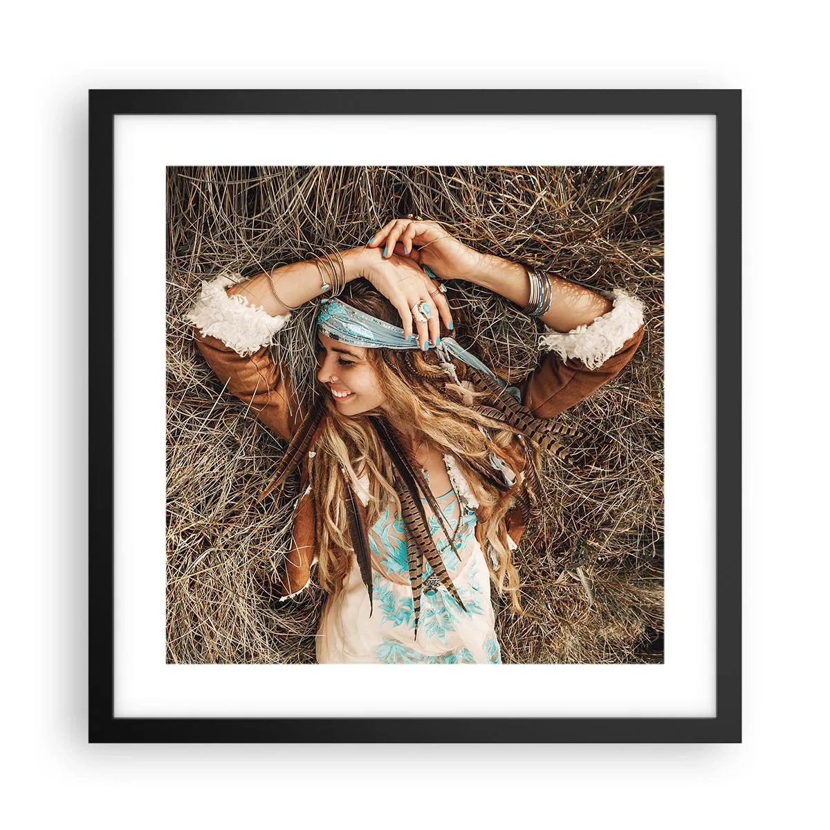 Affisch i svart ram - På väg till kärlekens sommar - 40x40 cm