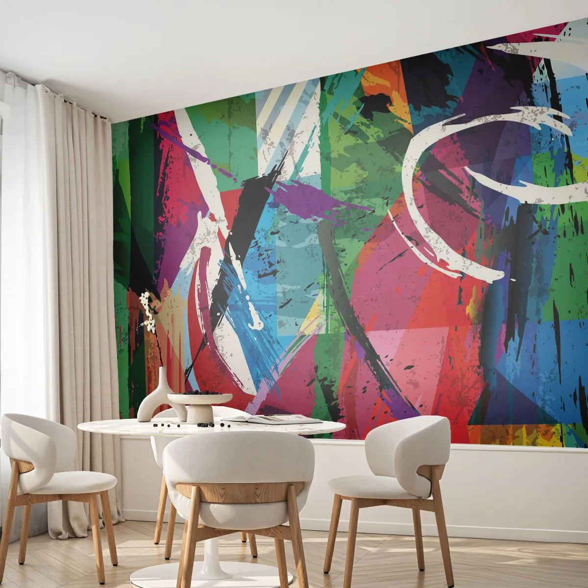 Självhäftande Fototapet Deluxe Sticker - Snabbt och livligt - Abstraktion, Bit, Modern konst - 250x175 cm
