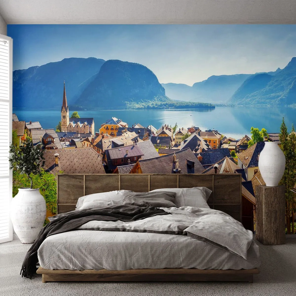 Självhäftande Fototapet Deluxe Sticker - Mera pittoreskt blir det inte - Landskap, Stad, Österrike - 250x175 cm